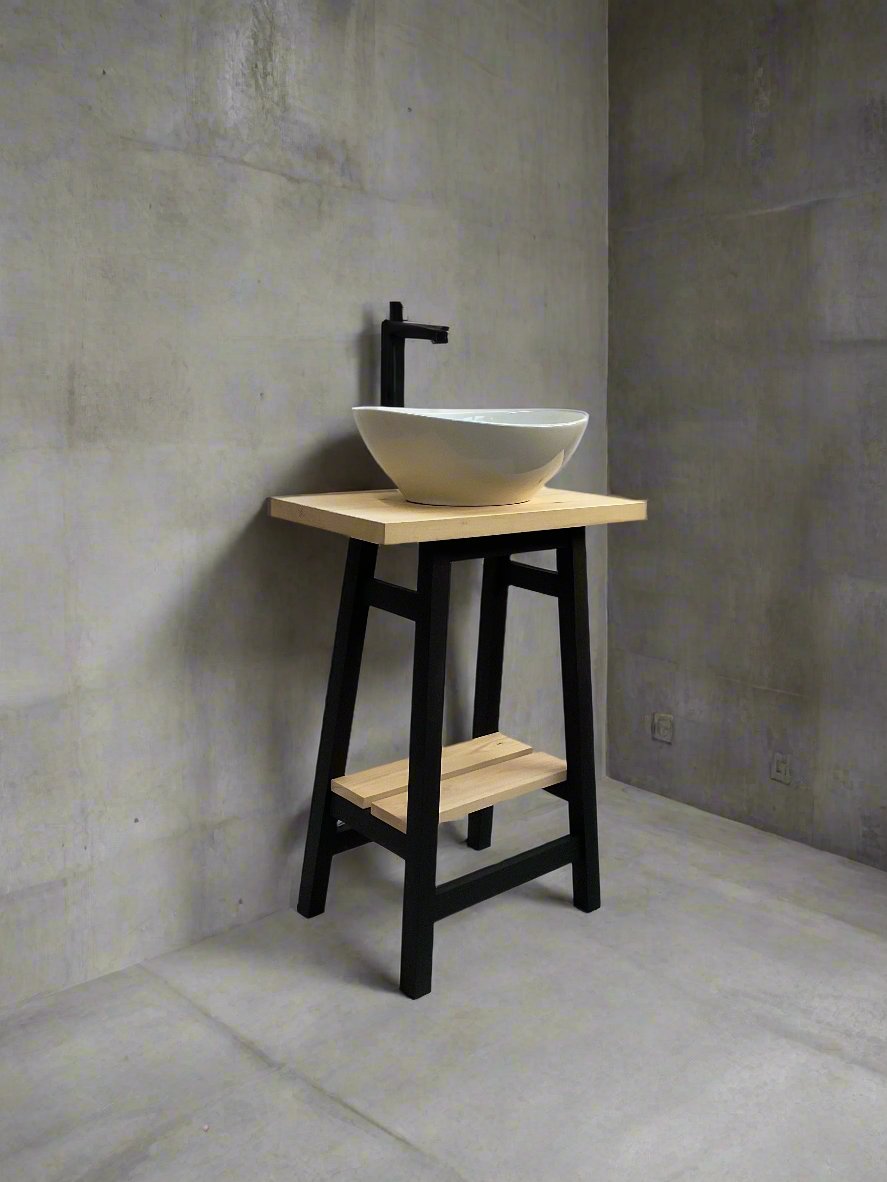 Freestanding black vanity basin wash stand 