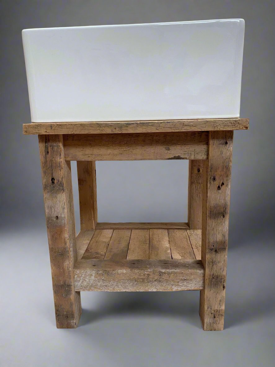 Belfast butler sink stand, handmade using reclaimed old timber 